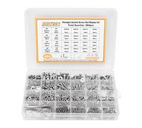 M2 M3 M4 M5 Countersunk Head Hex Socket Screw Set, Stainless Steel Screw Nut Washer Kit, Assorted Metric Fastener Kit with Storage Box for Electronics Repair and DIY Projects