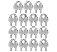 M2 Stainless Steel Wire Rope Clips | 15pcs 1/16 Inch U Bolt Saddle Fasteners for Outdoor Use | Environment - Enduring Cable Clamps for Patio Furniture/Awnings/Protective