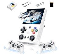 M21 Consola Retro Portátil Consola de Juegos portátil,30000+ Juegos 30+ Emuladores,4000mAh,Pantalla IPS de 3.5'' Consola de Videojuegos con 2 mandos inalambricos,Conectividad TV (Blanco-128G)