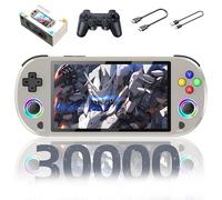 M22 Pro Consola de Juegos Petro portátil,30000+ Juegos,30+ emuladores,Sistema EmuELEC Consolas de Juegos Portátil,Pantalla RGB de Color IPS de 5",con Controlador inalámbrico,3000mAh (Blanco-128G)