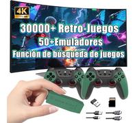 M22 U Consola de Juegos Retro 4K, Consola de Juegos Retro con 30 000+ Juego Retro y 50+ Emuladore Integrados, Juego Retro para TV Plug and Play, con Mando Inalámbrico 2.4G, Joysticks 3D (64 GB, Verde)