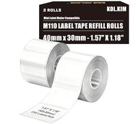 M220 Labels M110 - Etiquetas térmicas para etiquetadoras, repuesto de cinta para etiquetadora Phomemo M220 M110 para NIIMBOT B3S SUPVAN T50M (40 x 30 mm, 4 x 3 cm, 240 piezas/rollo blanco, 2 rollos)