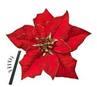 M2cbridge Flores artificiales de Navidad de terciopelo rojo para adornos de árbol de corona de Navidad (6 piezas grandes rojas)