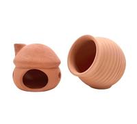 M2cbridge Tarro de cerámica de cerámica de arcilla natural, cíclidos, pequeños peces camarones para jugar a ocultar hábitat de raza (arcilla roja, 2 piezas)