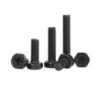 M3 M4 M5 M6 M8 Black 304 Stianless Steel Cross Recessed External Hexagon Head Screw Phillips Outside Hex Bolt(M6x25mm-20pcs)