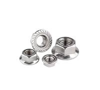 M3 M4 M5 M6 M8 M10 M12 DIN6923 304/316 cabeza hexagonal de acero inoxidable tuerca con reborde Spinlock dentado 2/5/10/20/25/50/100 Uds(50pcs,316 Dentate M5)