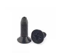 M3 M4 M5 M6 Self Tapping Screws Black Zinc Plate Carbon Steel Flat Heaf Cross Recessed Threading Triangular Thread(M6x12mm 50pcs)