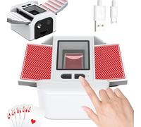 M3 Mezclador automático de cartas recargable 1-2 cubiertas, máquina de shuffling eléctrica de bajo ruido con coche y manual, mezclador de cartas de juego para UNO Romme Phase 10 Skip-bo, etc. Tarjeta