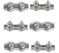 M4 Abrazadera de Cable Dúplex Clips Dúplex Doble Clip de Cuerdas de Alambre Acero Inoxidable 304 para Tendederos de Cables Fijos Patio Colgante Velas de Sol 6pcs