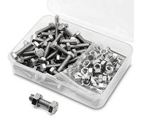 M5 * 10mm 80 Piezas 304 Juego de Tornillos y Tuercas Hexagonales de Acero Inoxidable, Tornillos de Máquina
