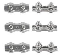 M5 Abrazadera de Cable Dúplex Clips Dúplex Doble Clip de Cuerdas de Alambre Acero Inoxidable 30 para Tendederos de Cables Fijos Patio Colgante Velas de Sol 6pcs