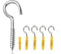 M5 Acero inoxidable V2A VA A2,5 juegos de ganchos de tornillo, gancho de techo, tornillos de gancho para copa con rosca de madera, gancho atornillable, gancho para atornillar metal para colgar, para