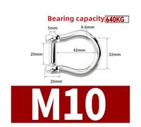 M5 M6 M8 M10 M12 grilletes rectos en forma de Dee cortos acero inoxidable 304, tornillo con cabeza Hexagonal rotura, ganchos grillete D, aparejo barco Para Uso Marino, Acampar, Deportes(G-M10-1Pcs)