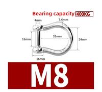 M5 M6 M8 M10 M12 grilletes rectos en forma de Dee cortos acero inoxidable 304, tornillo con cabeza Hexagonal rotura, ganchos grillete D, aparejo barco Para Uso Marino, Acampar, Deportes(G-M8-1Pcs)