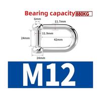 M5 M6 M8 M10 M12 grilletes rectos en forma de Dee cortos acero inoxidable 304, tornillo con cabeza Hexagonal rotura, ganchos grillete D, aparejo barco Para Uso Marino, Acampar, Deportes(D-M12-1Pcs)