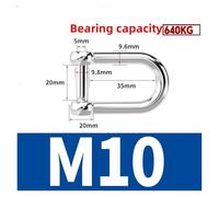 M5 M6 M8 M10 M12 grilletes rectos en forma de Dee cortos acero inoxidable 304, tornillo con cabeza Hexagonal rotura, ganchos grillete D, aparejo barco Para Uso Marino, Acampar, Deportes(D-M10-1Pcs)