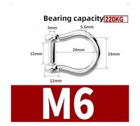 M5 M6 M8 M10 M12 grilletes rectos en forma de Dee cortos acero inoxidable 304, tornillo con cabeza Hexagonal rotura, ganchos grillete D, aparejo barco Para Uso Marino, Acampar, Deportes(G-M6-2Pcs)