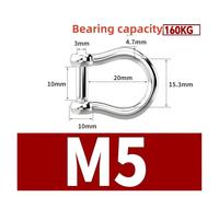 M5 M6 M8 M10 M12 grilletes rectos en forma de Dee cortos acero inoxidable 304, tornillo con cabeza Hexagonal rotura, ganchos grillete D, aparejo barco Para Uso Marino, Acampar, Deportes(G-M5-2Pcs)