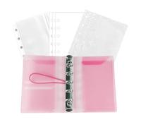 M5 Mini Loose Leaf Binder Set, Cash Stuffing & Planning - Clear Pink | 10 protectores de hojas transparentes, 1 bolsillo mate y 40 hojas de repuesto en blanco, cubierta de polipropileno duradera