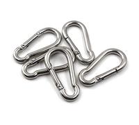 M6 1/4 pulgadas 304 gancho de resorte de acero inoxidable, gancho cargado, mosquetón de bloqueo llavero para hogar, camping, pesca, senderismo, viajes (5 unidades)