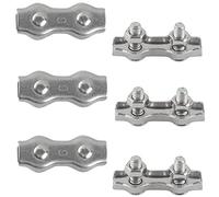 M6 Abrazadera de Cable Dúplex Clips Dúplex Doble Clip de Cuerdas de Alambre Acero Inoxidable 304 para Tendederos de Cables Fijos Patio Colgante Velas de Sol 6pcs