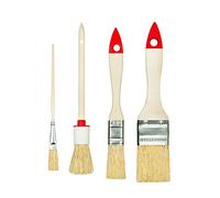 M7 Juego de 4 Cepillos 3 Planos 1 Redondo 0" 3/4" 15" 4" Serie 02 para Trabajos de Pintura con Pinturas y Barnices Cobertura Uniforme Cerdas Naturales