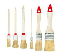 M7 Set de 6 Pinceles 3 Planos 3 Redondos 0" 15" 2" 4" 6" Serie 04 para Pintar Trabajos con Pinturas y Barnices Cobertura Uniforme Cerdas Naturales
