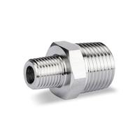 M8x1mm-1/2" BSPT Male Thread 304 Stainless Steel High Pressure Hex Nipple Pipe Fitting Connector