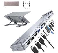 M94 Soporte Ordenador Portátil, 10 en 1 Triple Monitor Docking Station USB C Laptop Stand Estación de Acoplamiento USB C Hub Dual HDMI, DisplayPort 4K@60Hz, Dock USBC Soporte PC Compatible con MacBook