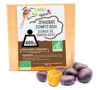 [MA] BIO-ÉPICERIE | Jengibre confitado ecológico en cubos bañado en chocolate negro | 400g | Frutas confitadas sin conservantes | Snack sano | Frutos secos bio