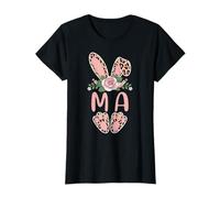 MA Cute Leopard Bunny Orejas Floral Pascua Camiseta