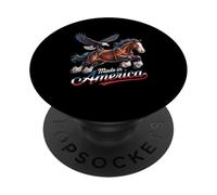 Ma de I America Patriot Eagle Brown Horse Western Wild PopSockets PopGrip Adhesivo