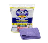 Ma-Fra 6 piezas Paño Martina 2.0 - Paño engomado de alta absorbencia, ideal para secar y limpiar superficies delicadas SIN marcas. Automóviles, cristales, interiores, cuero, acero. Microfibra 38×50 cm