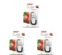 Ma-Fra Deo Cube Strawberry, Difusor de Fragancia Fresa, Refresca el Habitáculo del Coche y Pequeños Ambientes, Elegante Diseño Cúbico y Tapón de Madera, Fragancia Duradera, Tamaño 5ml (Paquete de 3)