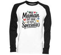 Ma Maman Dit Que Je Suis Spécial(E) Blance Camiseta De Béisbol Unisex White Baseball tee Tshirt Unisex