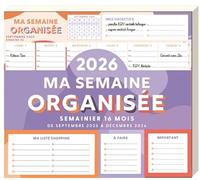 Ma semaine organisée 2025-2026, 1 page par semaine, 2 blocs post-it + listes de courses: De septembre 2025 à décembre 2026 (Papeterie adulte )