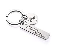 MA STRAP Drive Safe Keychian - Llavero con texto en inglés "I Need You Here with Me" - plateado -