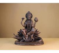 Maa Ganga Murti - Estatua de la diosa Ganga de bronce unida sentada sobre cocodrilo para bendiciones espirituales
