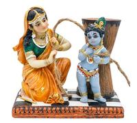 Maa Yashoda Encuadernación Krishna Murti - Divina Estatua de Dios hindú Krishna de 5 Pulgadas Pintada a Mano Escultura de polipiedra India Diwali Regalos Pooja artículo Oficina hogar Templo Mandir