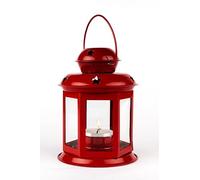 MAADES Linterna de Navidad Portavelas Farol Portavelas Metal - Rojo