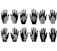 Maaisa - Plantilla de tatuaje de henna para pintura a mano y cuerpo (12 unidades)