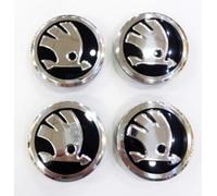 MAALLOP Emblemas de Rueda, Pegatinas con Logotipo, Resistentes al Agua, al Polvo y al óxido, Tapacubos centrales para Coche, Compatible For Skoda Fabia, Octavia, Superb, Yeti 4 x 56 mm