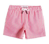 MaaMgic Bañador Niño Ropa de Baño para Niño Secado rápido Interior de Malla Short de Natación Estampado,Rojo a Rayas,5-6 años