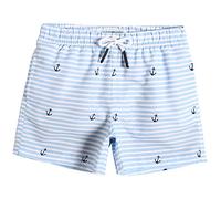 MaaMgic Bañador Niño Ropa de Baño para Niño Secado rápido Interior de Malla Short de Natación Estampado,Anclas Azules y Blancas,5-6 años