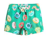 MaaMgic Bañador Niño Ropa de Baño para Niño Secado rápido Interior de Malla Short de Natación Estampado,Donuts Verdes,5-6 años