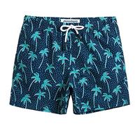 MaaMgic Bañador Niño Ropa de Baño para Niño Secado rápido Interior de Malla Short de Natación Estampado,Azul Marino Cocotero,5-6 años