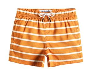 MaaMgic Bañador Niño Ropa de Baño para Niño Secado rápido Interior de Malla Short de Natación Estampado,Raya y Naranja,5-6 años