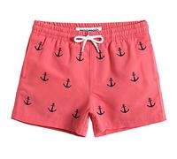 MaaMgic Bañador Niño Troncos de Natación Secado rápido Interior de Malla Pantalones Cortos Impresos (Ancla Rosa, 5-6 años)