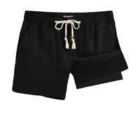 MaaMgic Pantalon Lino Hombre para Hombre 2 en 1, 100% Lino, Transpirables,Pantalones Cortos de Viaje Ligeros y Compactos con Bolsillo para El Móvil, Ideales para Las Vacaciones