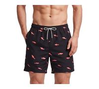 MaaMgic Ropa de Baño para Hombres Bañador para Vacaciones Short de Playa Natación Secado Rápido Piscina,Negro Tiburón Rojo,XL